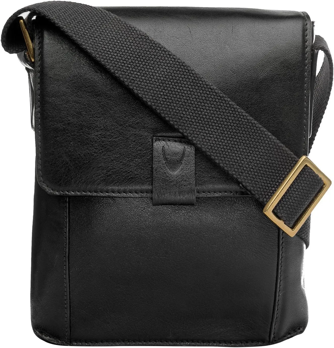 Hidesign Aiden Genuine Leather and Mini Crossbody Men/Women Messenger Bag / Travel Bag / 10.5" iPad Bag, Black