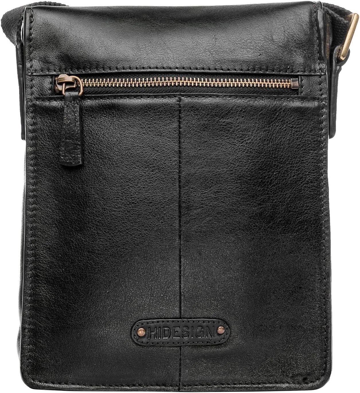 Hidesign Aiden Genuine Leather and Mini Crossbody Men/Women Messenger Bag / Travel Bag / 10.5" iPad Bag, Black