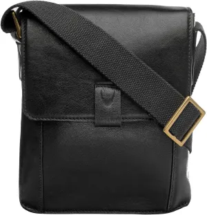 Hidesign Aiden Genuine Leather and Mini Crossbody Men/Women Messenger Bag / Travel Bag / 10.5" iPad Bag, Black