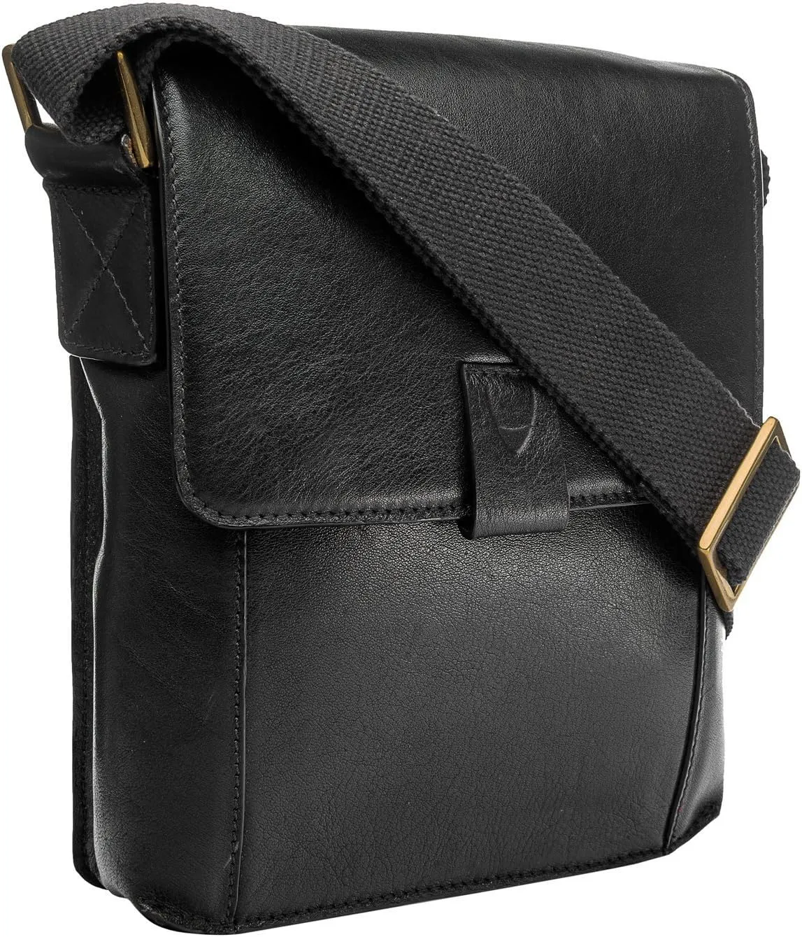 Hidesign Aiden Genuine Leather and Mini Crossbody Men/Women Messenger Bag / Travel Bag / 10.5" iPad Bag, Black