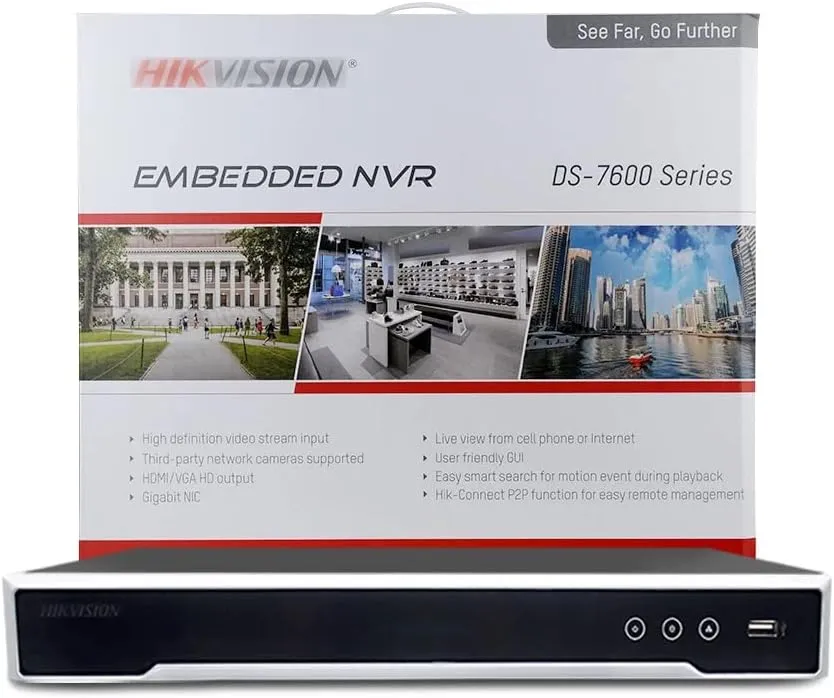 HIKV DS-7608NI-M2/8P M Series 8 Channel 8 PoE 8K NVR, Up to 32MP Resolution Input, Embedded Plug & Play, Smart VCA & POS Functions, Audio&Alarm in/Out, H.265 , 2 SATA, International Version(NO HDD)