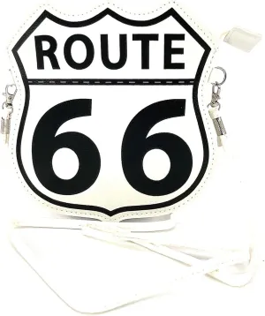 Historic Route 66 White Emblem Crossbody Bag