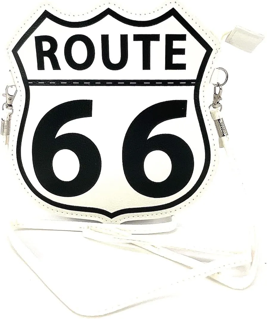 Historic Route 66 White Emblem Crossbody Bag