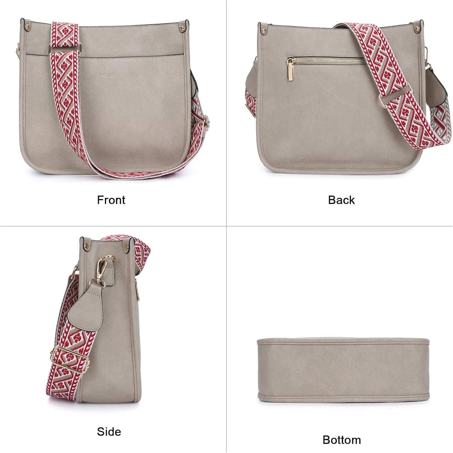 HKCLUF Crossbody Bag Purse for Women 2PCS/Set Leather Hobo Handbag Wallet Set With 2Adjustable Guitar Strap Shoulder Bag