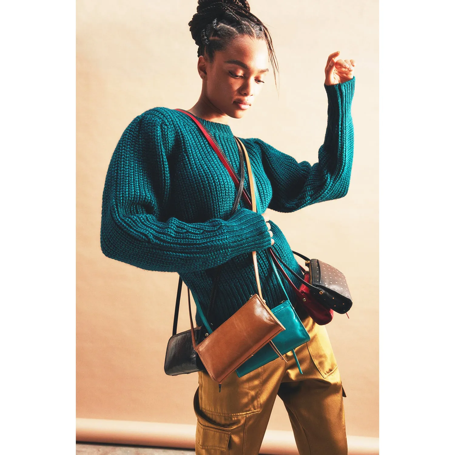Hobo Jewel Crossbody Crimson Vintage Hide Leather
