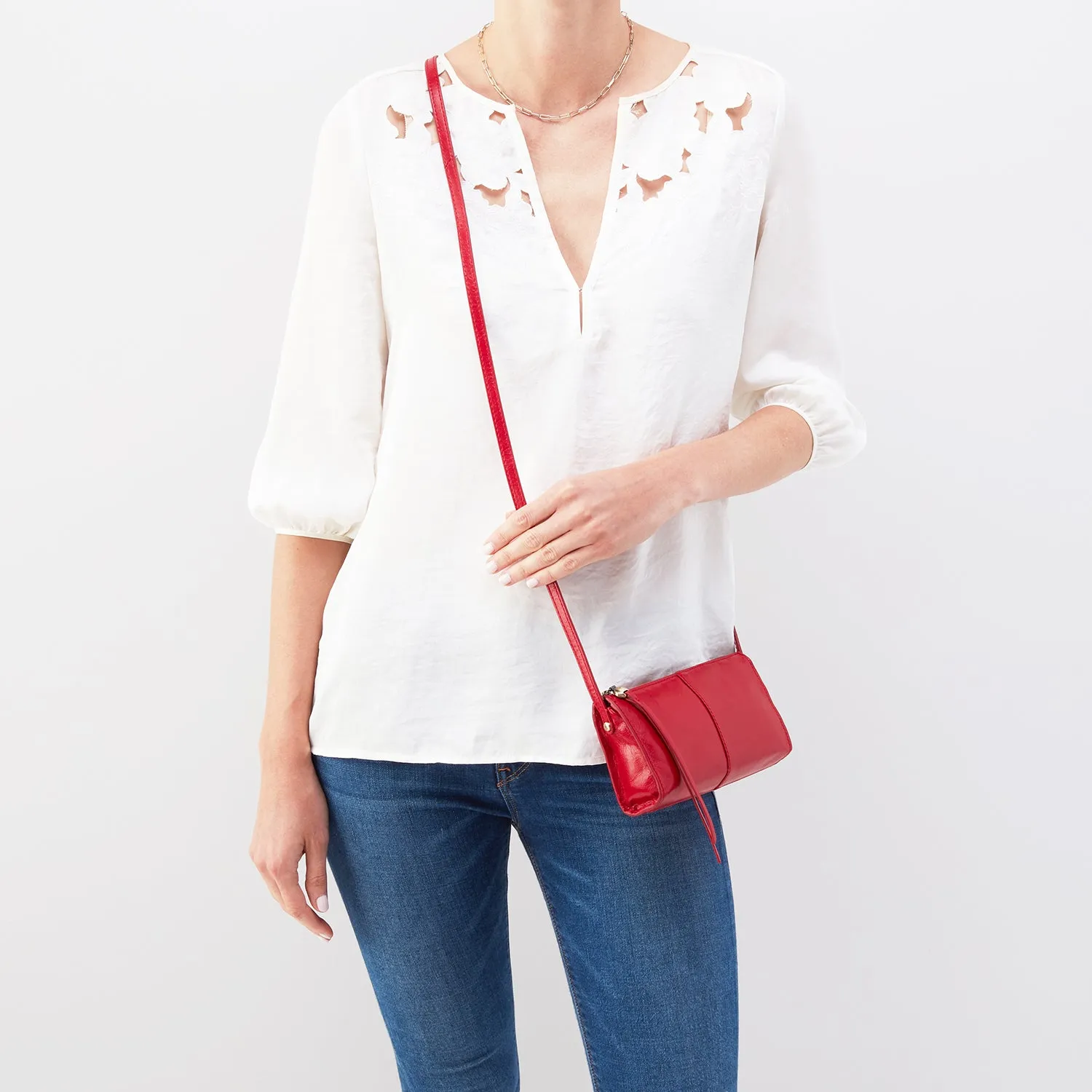 Hobo Jewel Crossbody Crimson Vintage Hide Leather