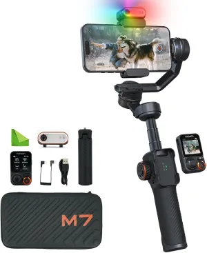 Hohem iSteady M7 Gimbal Stabilizer for iPhone,3-Axis Gimbal for Smartphone w/AI Tracking,Detachable Remote,Extendable Pole,Magnetic Light,Phone Stabilizer for Video Recording - Hohem M6 Kit Upgrade