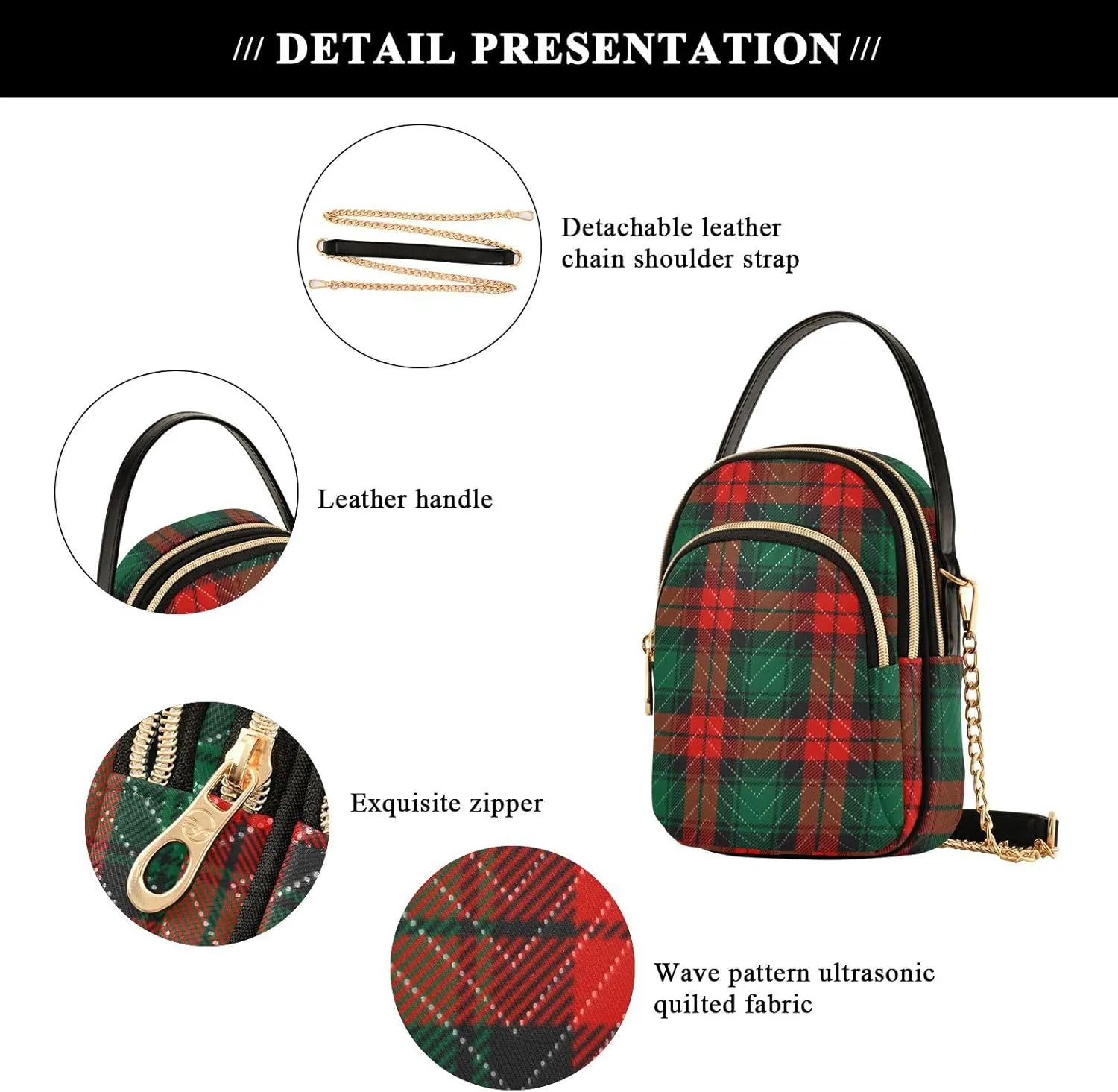 Holiday Festive Cell Phone Purse Crossbody Handbag Durable Shoulder Bag Travel Pouch