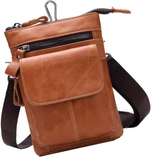 Homoyoyo Men's Zipper Crossbody Bag Cell Phone Sling Bag Compact Travel Single-shoulder Waist Fashionable Man