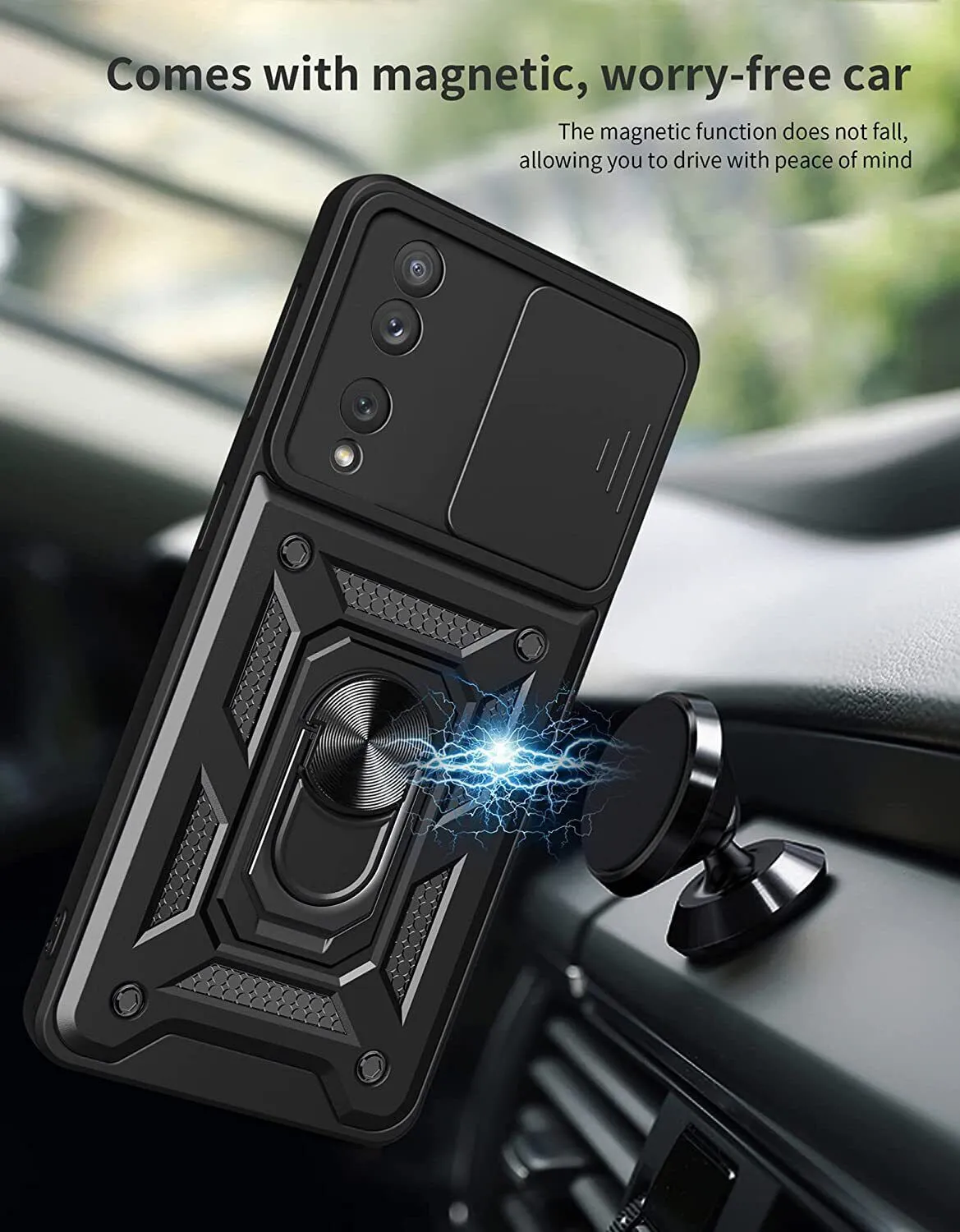 Honor 70 Case Shockproof Ring Stand Phone Camera Lens Cover