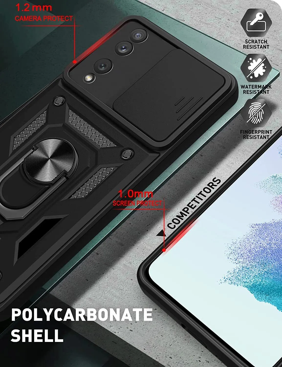 Honor 70 Case Shockproof Ring Stand Phone Camera Lens Cover