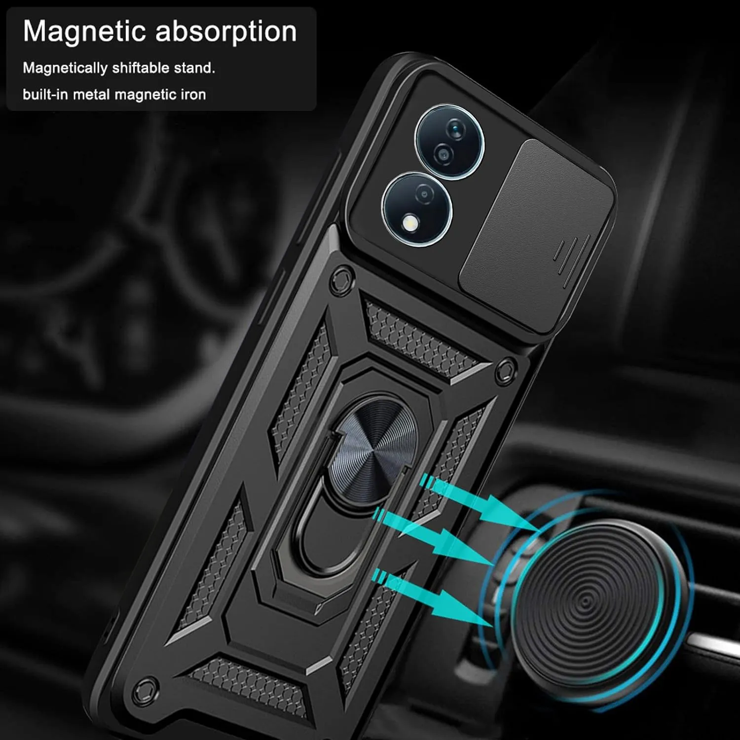 Honor X7b Case Shockproof Ring Stand Phone Camera Lens Cover