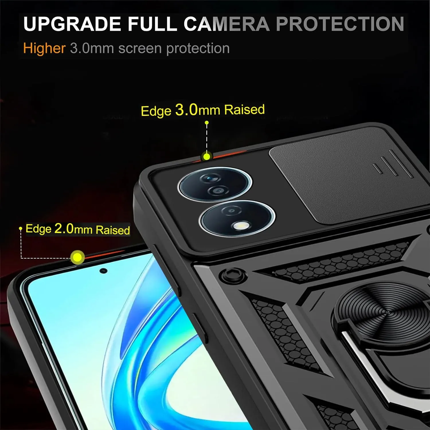 Honor X7b Case Shockproof Ring Stand Phone Camera Lens Cover