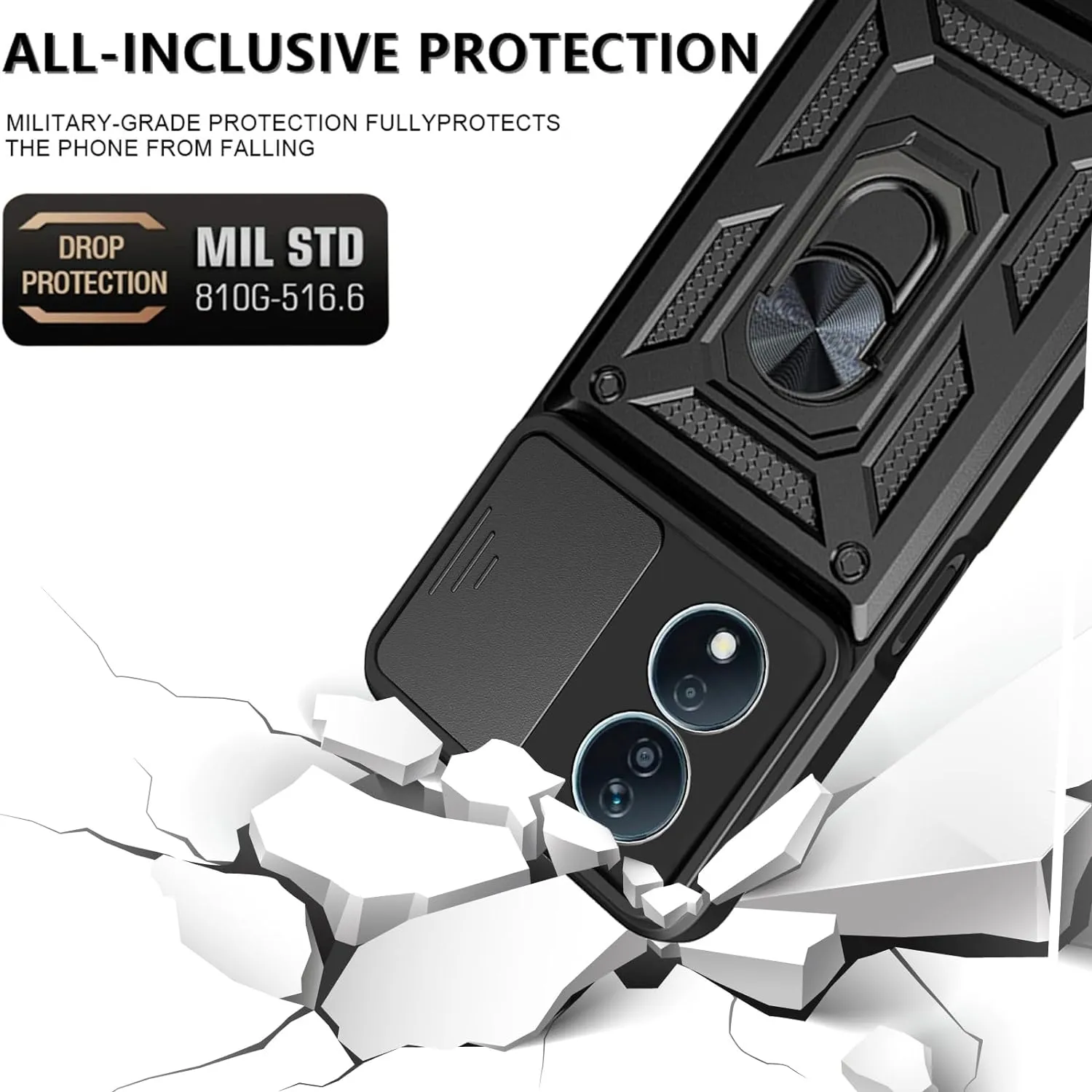 Honor X7b Case Shockproof Ring Stand Phone Camera Lens Cover
