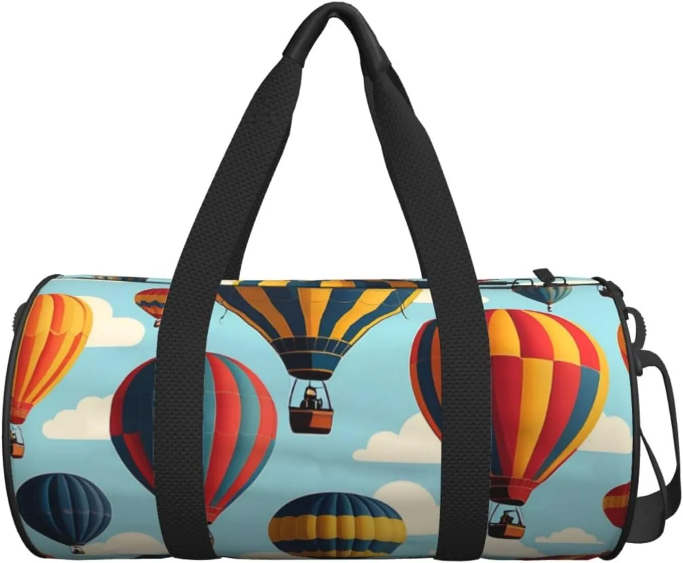 Hot Air Balloons Printed Travel Bag,Round Personal Item Storage bag,Foldie Duffel Bag for Traveling Vacation,Fitness,Sports