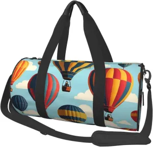 Hot Air Balloons Printed Travel Bag,Round Personal Item Storage bag,Foldie Duffel Bag for Traveling Vacation,Fitness,Sports