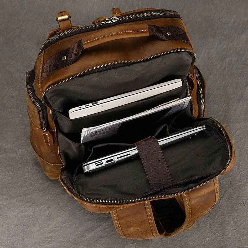 Hot Multifunction Fashion Men Backpack Vintage Leather Daypack