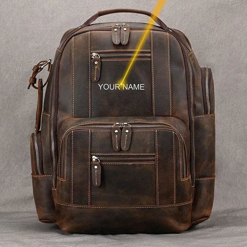 Hot Multifunction Fashion Men Backpack Vintage Leather Daypack