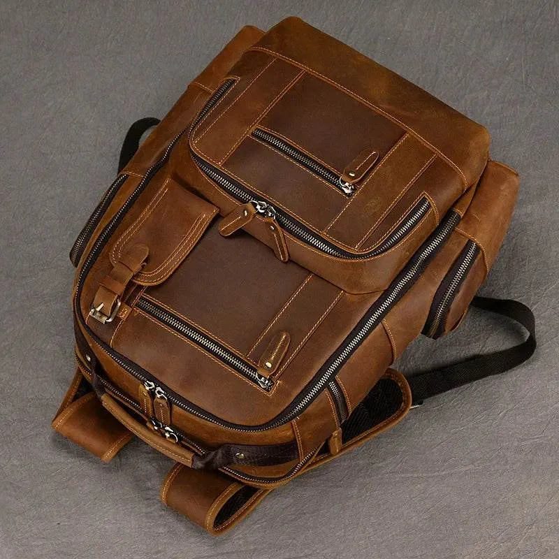 Hot Multifunction Fashion Men Backpack Vintage Leather Daypack