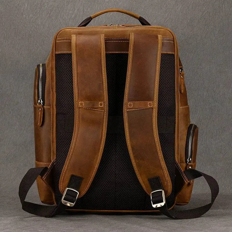 Hot Multifunction Fashion Men Backpack Vintage Leather Daypack