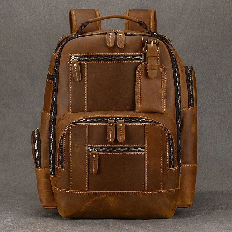 Hot Multifunction Fashion Men Backpack Vintage Leather Daypack