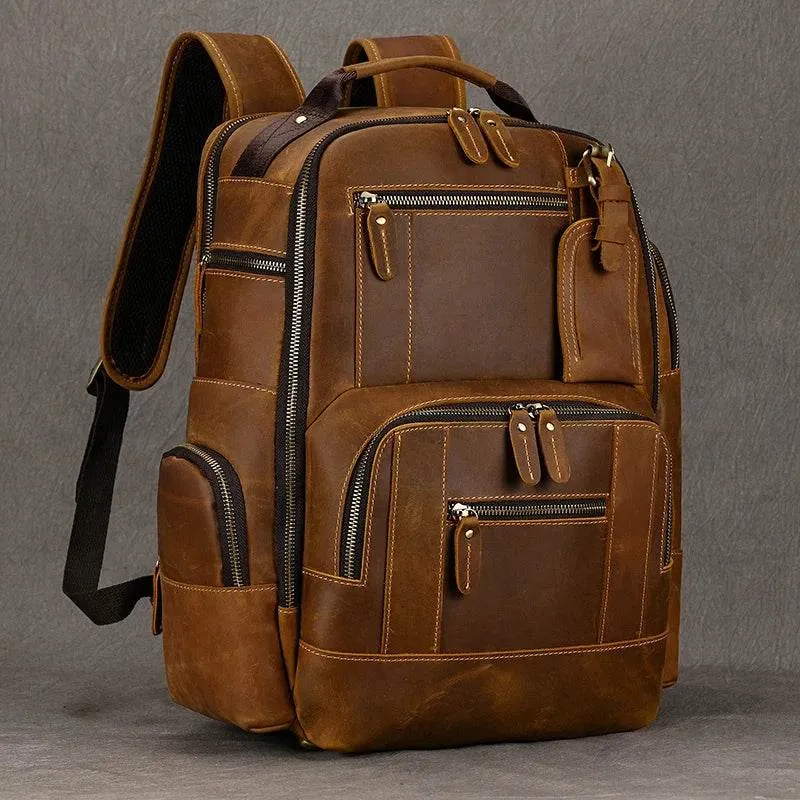 Hot Multifunction Fashion Men Backpack Vintage Leather Daypack
