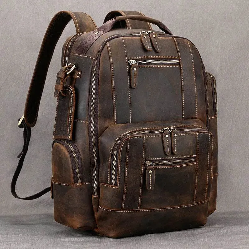 Hot Multifunction Fashion Men Backpack Vintage Leather Daypack