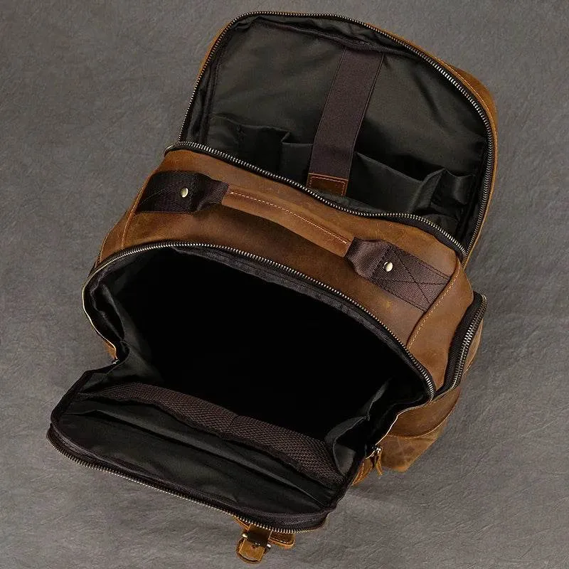 Hot Multifunction Fashion Men Backpack Vintage Leather Daypack