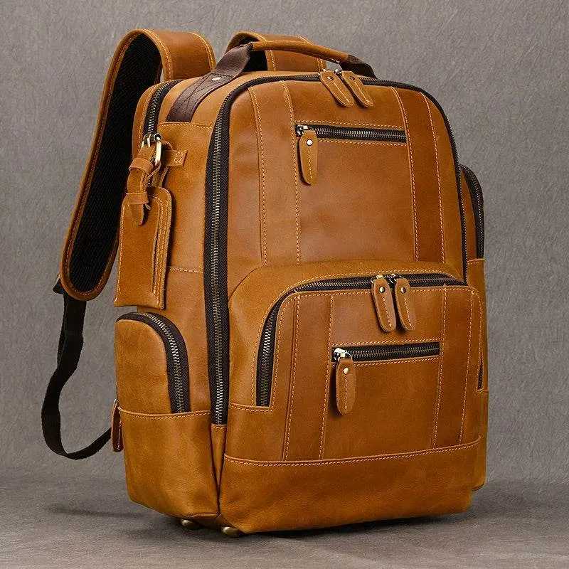 Hot Multifunction Fashion Men Backpack Vintage Leather Daypack