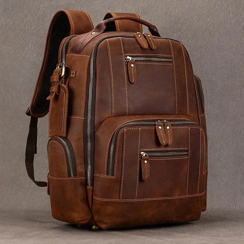 Hot Multifunction Fashion Men Backpack Vintage Leather Daypack