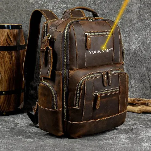 Hot Multifunction Fashion Men Backpack Vintage Leather Daypack