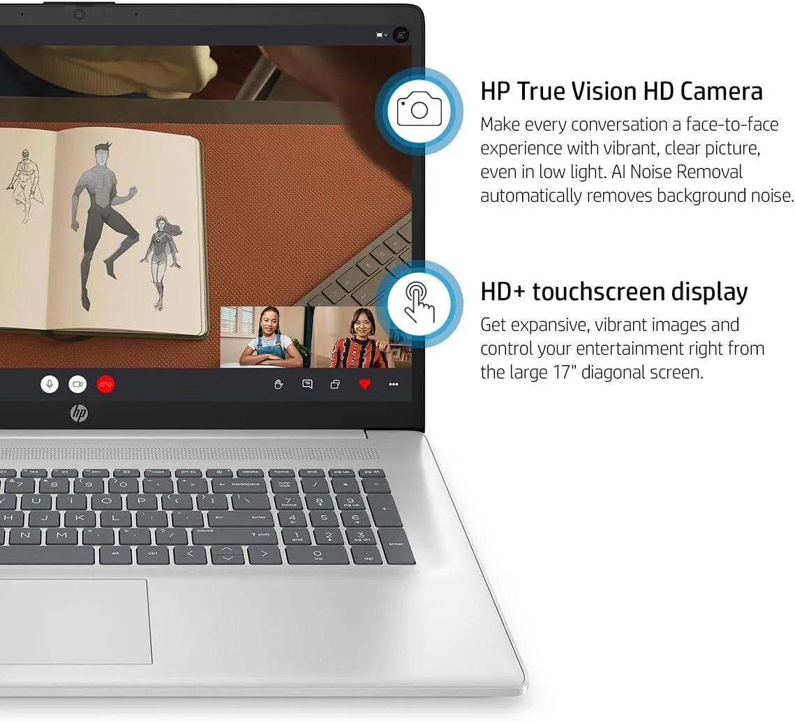 HP 17 inch Laptop for Business, 17.3" HD  Touchscreen Display, Intel 10-Core i7-1355U(up to 5.0 GHz), 64 GB RAM, 4 TB SSD, Lifetime Office, Windows 11 Pro, Intel Iris Xe GPU, Wi-Fi 6, w/Accessories