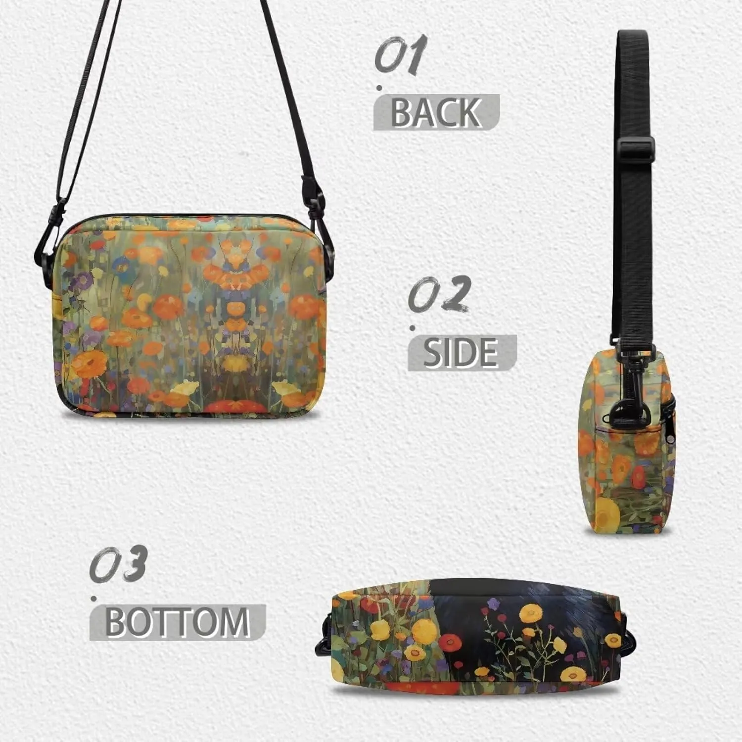 HUGS IDEA Canvas Crossbody Bag for Women Shoulder Bag with Zipper Pockets Cell Phone Bag