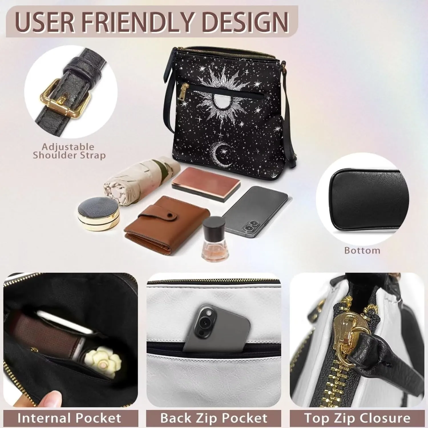 HUGS IDEA Crossbody Bag for Women Leather Handbag Sling Bag Large Hobo Bag Cell Phone Bag