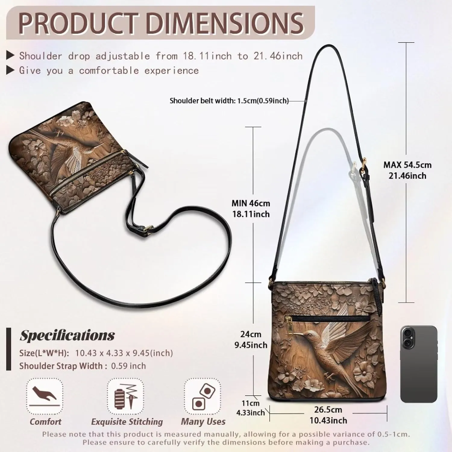 HUGS IDEA Crossbody Bag for Women Leather Handbag Sling Bag Large Hobo Bag Cell Phone Bag
