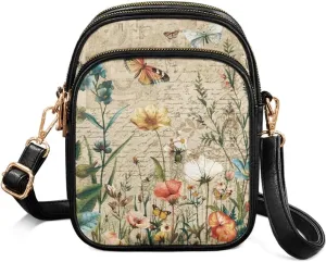 HUGS IDEA Small Women's Crossbody Bag Cell Phone Purse with Adjustable Shoulder Strap for Work Travel