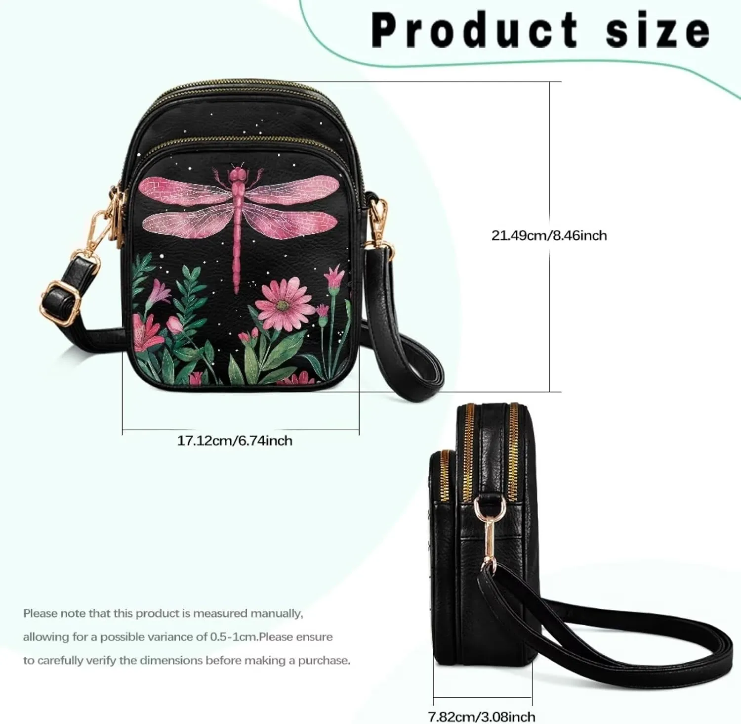 HUGS IDEA Small Women's Crossbody Bag Cell Phone Purse with Adjustable Shoulder Strap for Work Travel