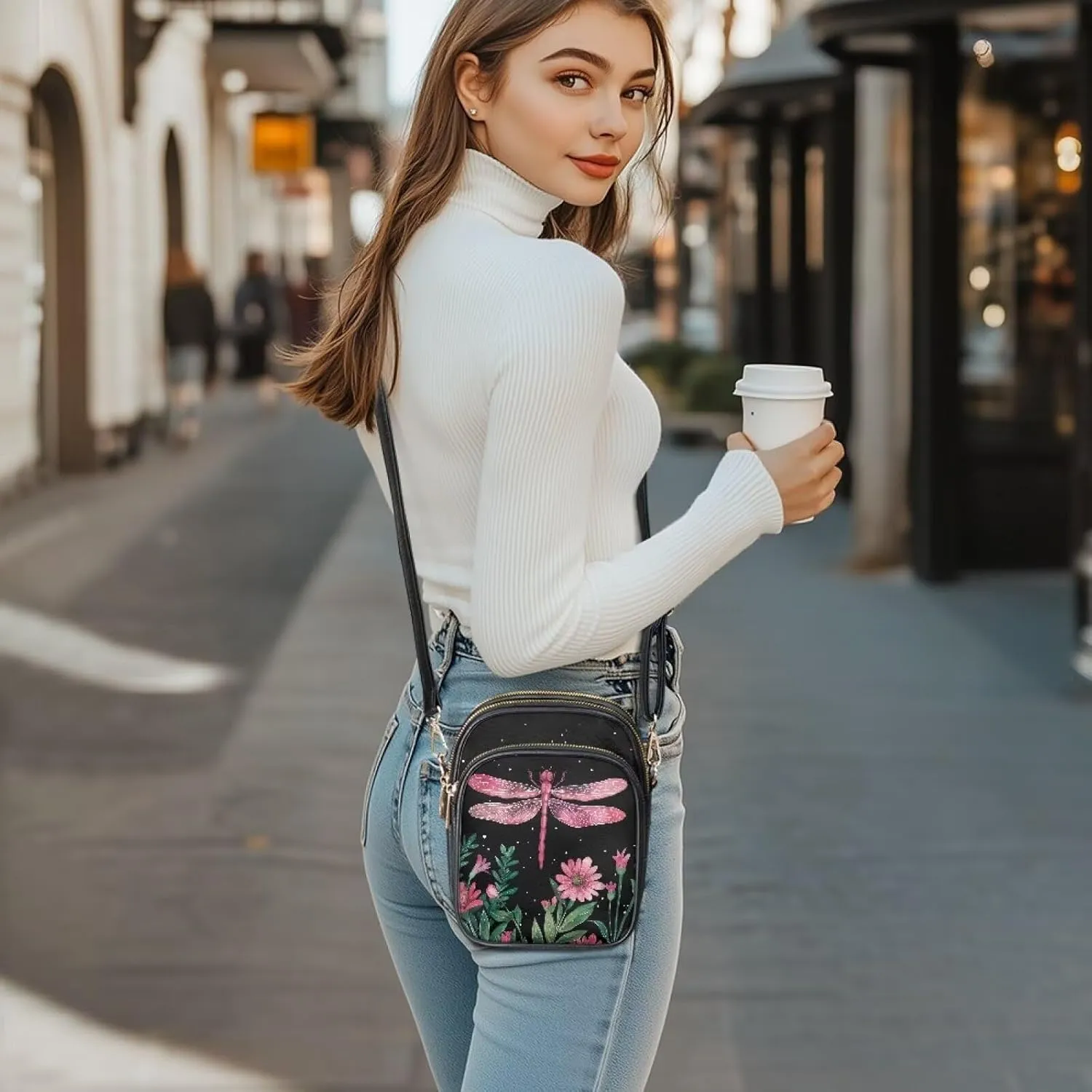HUGS IDEA Small Women's Crossbody Bag Cell Phone Purse with Adjustable Shoulder Strap for Work Travel