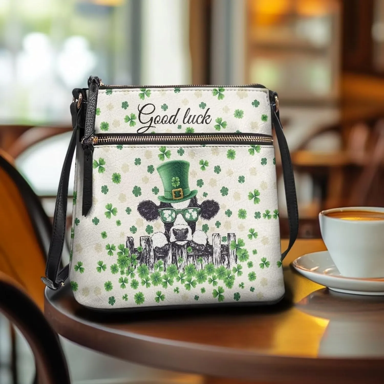 HUGS IDEA St Patrick's Day Crossbody Bag Fashion Shoulder Handbag for Holiday Party Bucket Bag