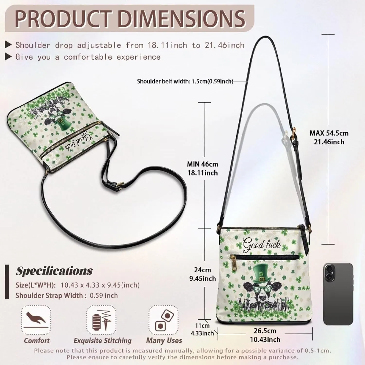 HUGS IDEA St Patrick's Day Crossbody Bag Fashion Shoulder Handbag for Holiday Party Bucket Bag