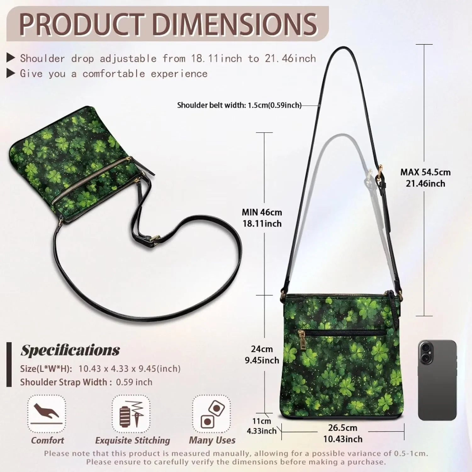 HUGS IDEA St Patrick's Day Crossbody Bag Fashion Shoulder Handbag for Holiday Party Bucket Bag