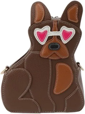 IAMUHI Women Cute Patchwork Dog Puppy Shaped Crossbody Shoulder Bag PU Leather Handbag Unique Novelty Animal Purse