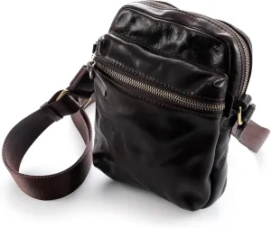 IJUN Handmade Vintage Crossbody Phone Purse - Full Grain Oil Vegetable Tanned Leather Shoulder Bag XS Size