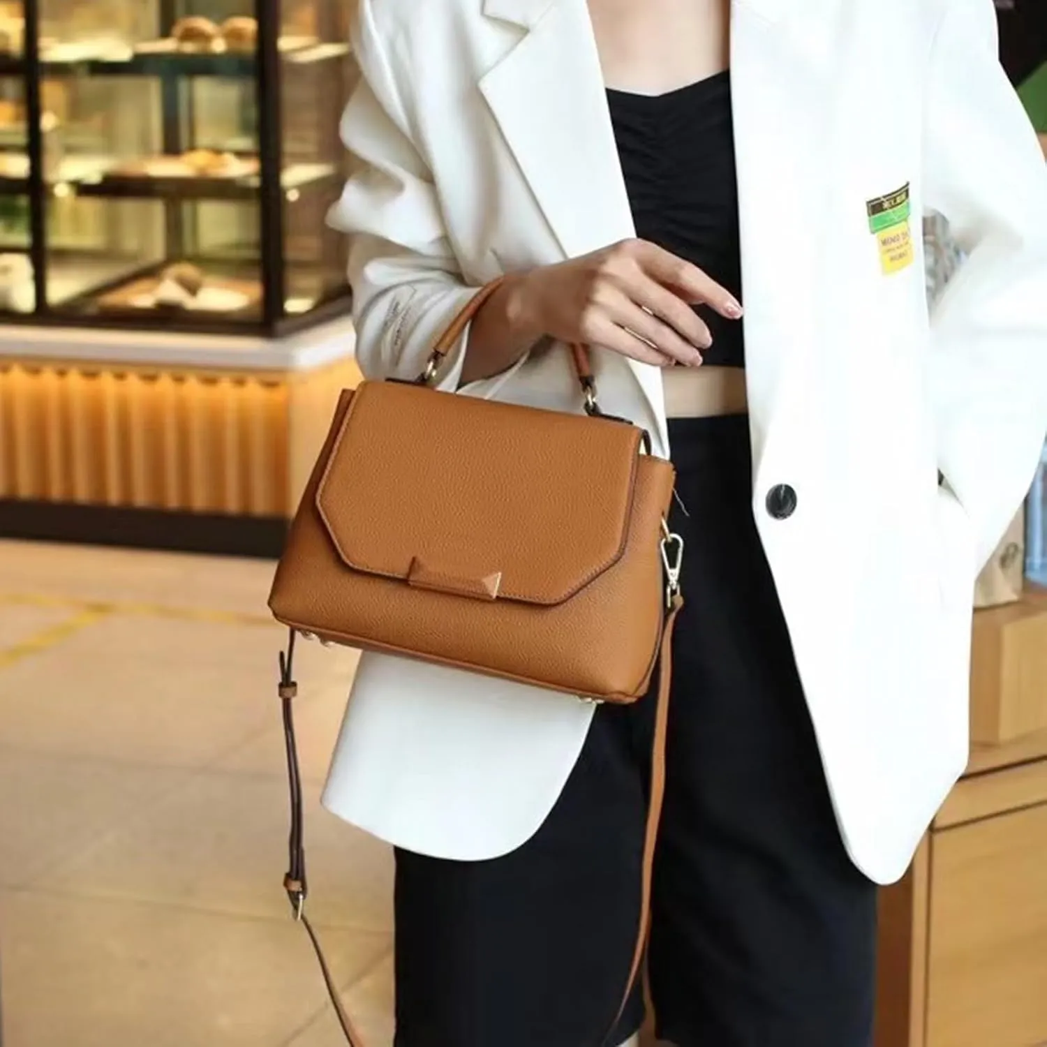 imeetu Purses for Women Leather Shoulder Bag with Zipper and Crossbody Bags Medium Size