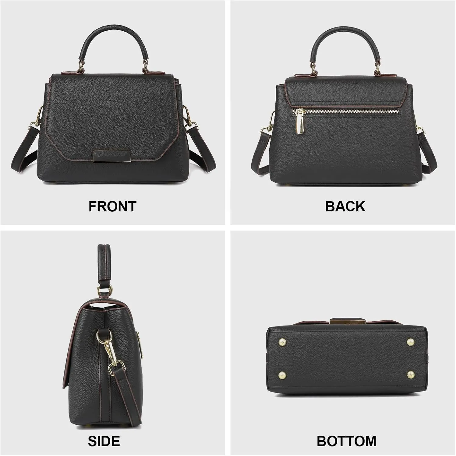 imeetu Purses for Women Leather Shoulder Bag with Zipper and Crossbody Bags Medium Size