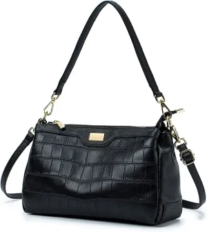 imeetu Shoulder Purse Bag with 2 Removable Straps for Women, Genuine Leather Cross Body Bag with Multi Pocket