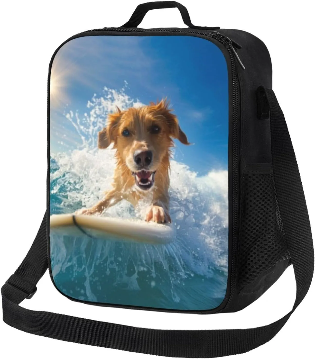 Insulated Lunch Bag, Reusable Portable Lunch Box With Shoulder Strap, Dog Printed Lunch Bag, Funny Cute Bento Lunchbox Cooler Thermal Meal Tote Kit