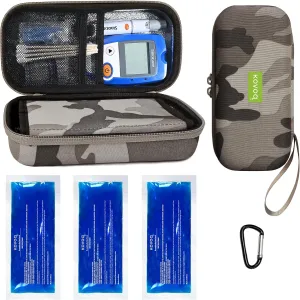 Insulin Cooler Travel Case- 3pcs TSA Approved Gel Ice Packs, Insulated Inner Bag, 1680D Durable Big Space Diabetic Supplies Organizer for Glucose Meter, Pens, Test Strips, Syringes.
