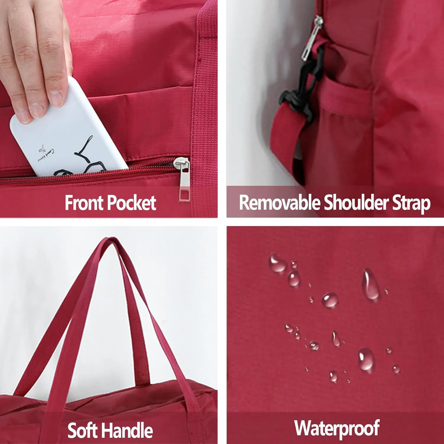 INVODA 4PCS Travel Bag Carry on Duffle Bag Tote Spirit Airlines Personal Item Bag Shoulder Weekender Overnight Bag Waterproof Sports Gym Bag for Women and Men (4 PCS)