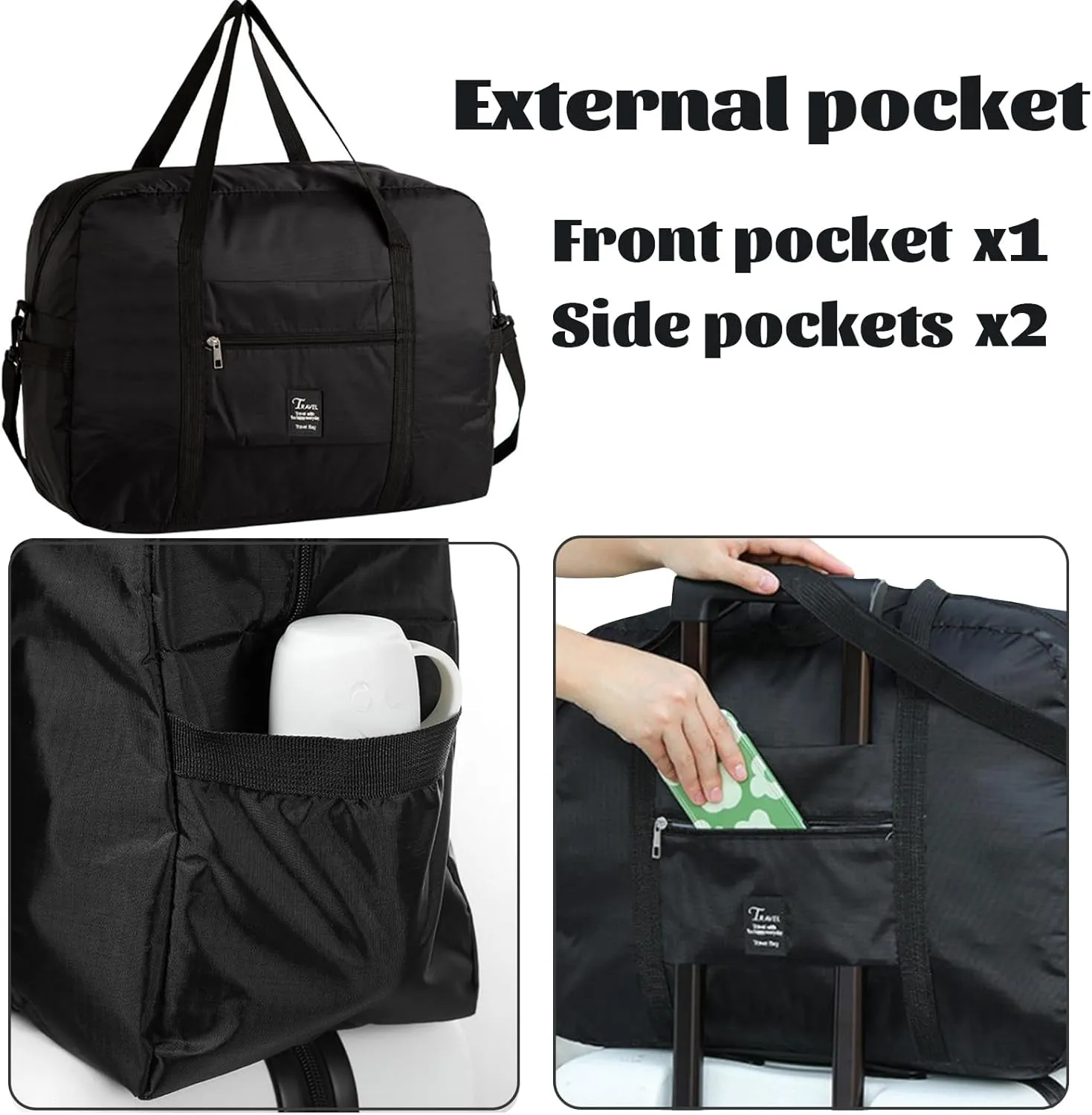 INVODA 4PCS Travel Bag Carry on Duffle Bag Tote Spirit Airlines Personal Item Bag Shoulder Weekender Overnight Bag Waterproof Sports Gym Bag for Women and Men (4 PCS)